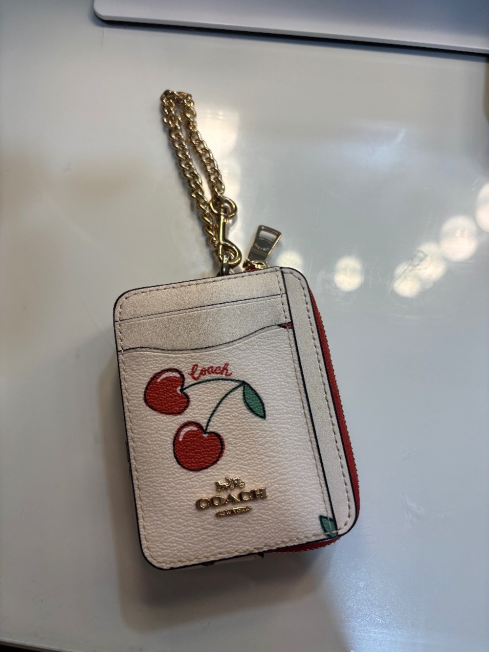 Coach Zip card case Cherry wallet